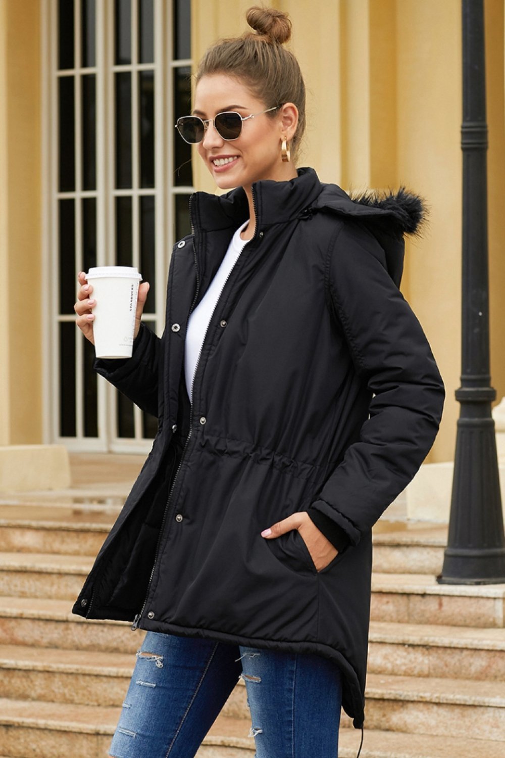 Anteroposterior Asymmetry Cotton Hooded Coat for Style