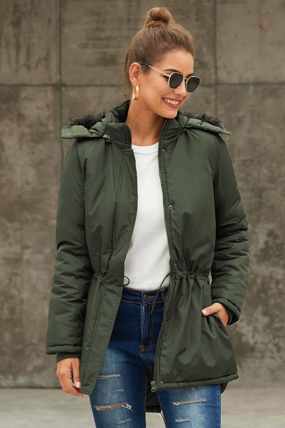 Anteroposterior Asymmetry Cotton Hooded Coat for Style