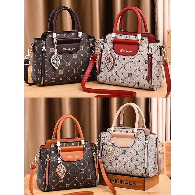 Elegant Accents Leather Faux and Red Handbag with