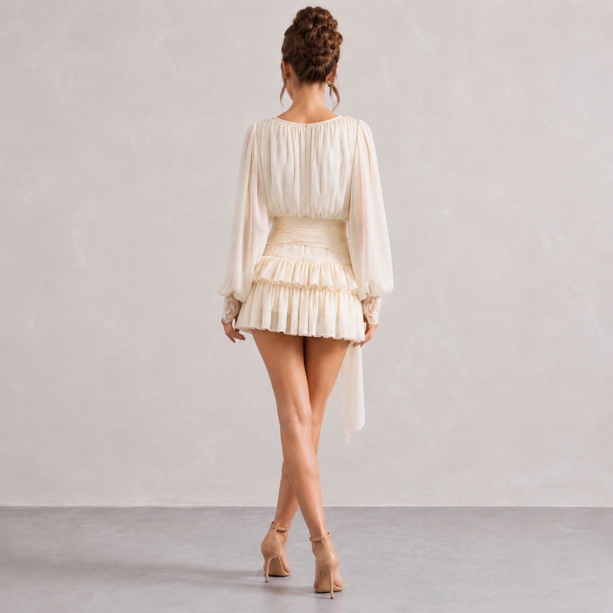 V-Neck Long Sleeve Lace Ruffle Playsuit 6