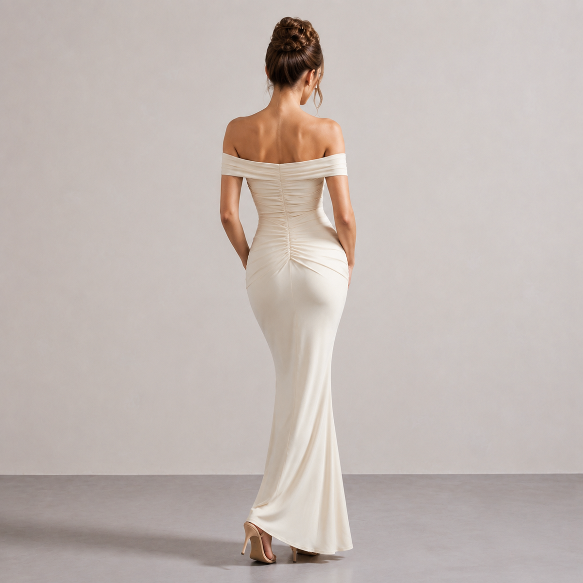 Off Shoulder Sweetheart Ruched Mermaid Maxi Gown 3