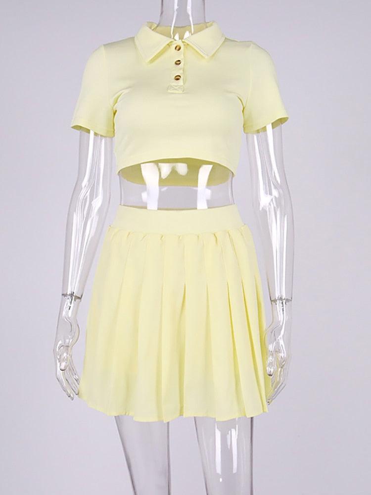 KittenAlarm - Arabel Crop Top & Pleated Skirt Set