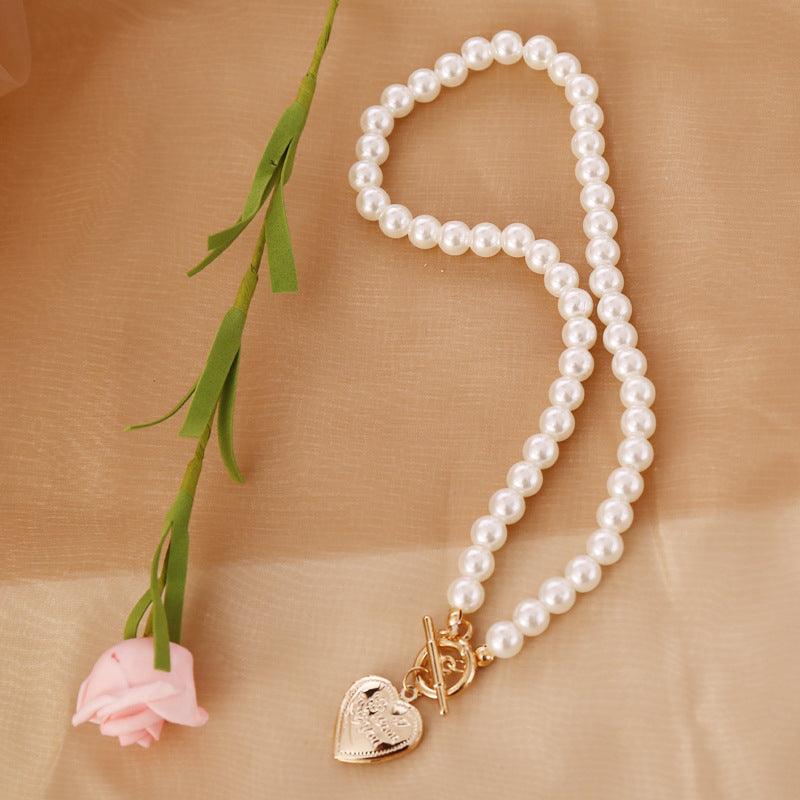 KittenAlarm - Arabella Heart Pendant Pearl Necklace