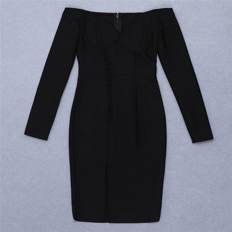 KittenAlarm - Arianna Off Shoulder High Slit Solid Dress