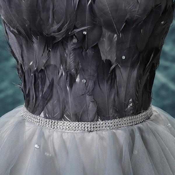 Tulle Strapless Sweetheart Feather High-Low Gown
