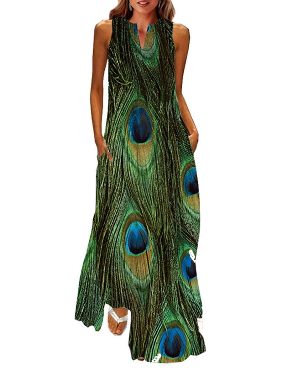 Feather Maxi Dress - Fashionpara