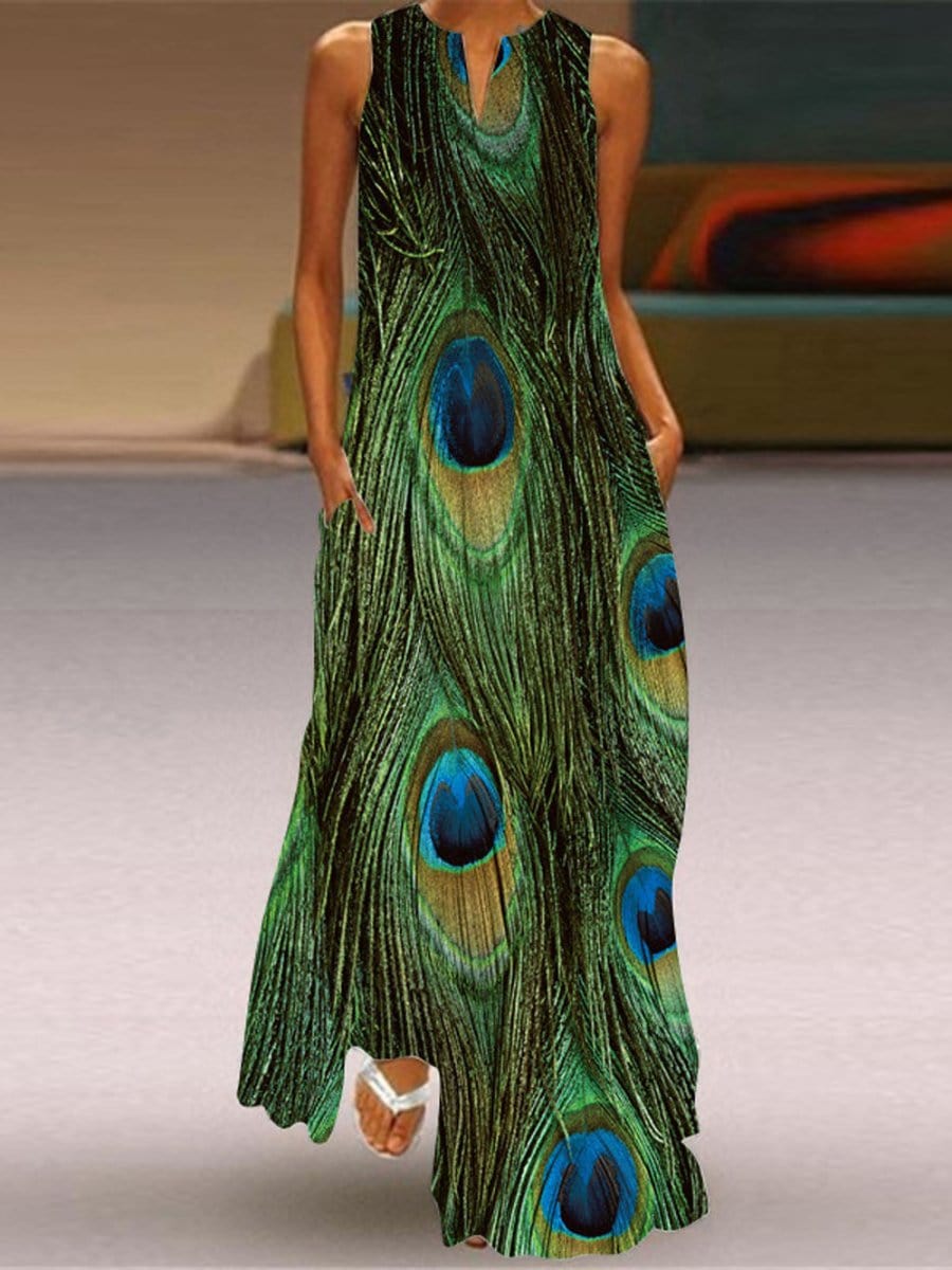 Feather Maxi Dress - Fashionpara