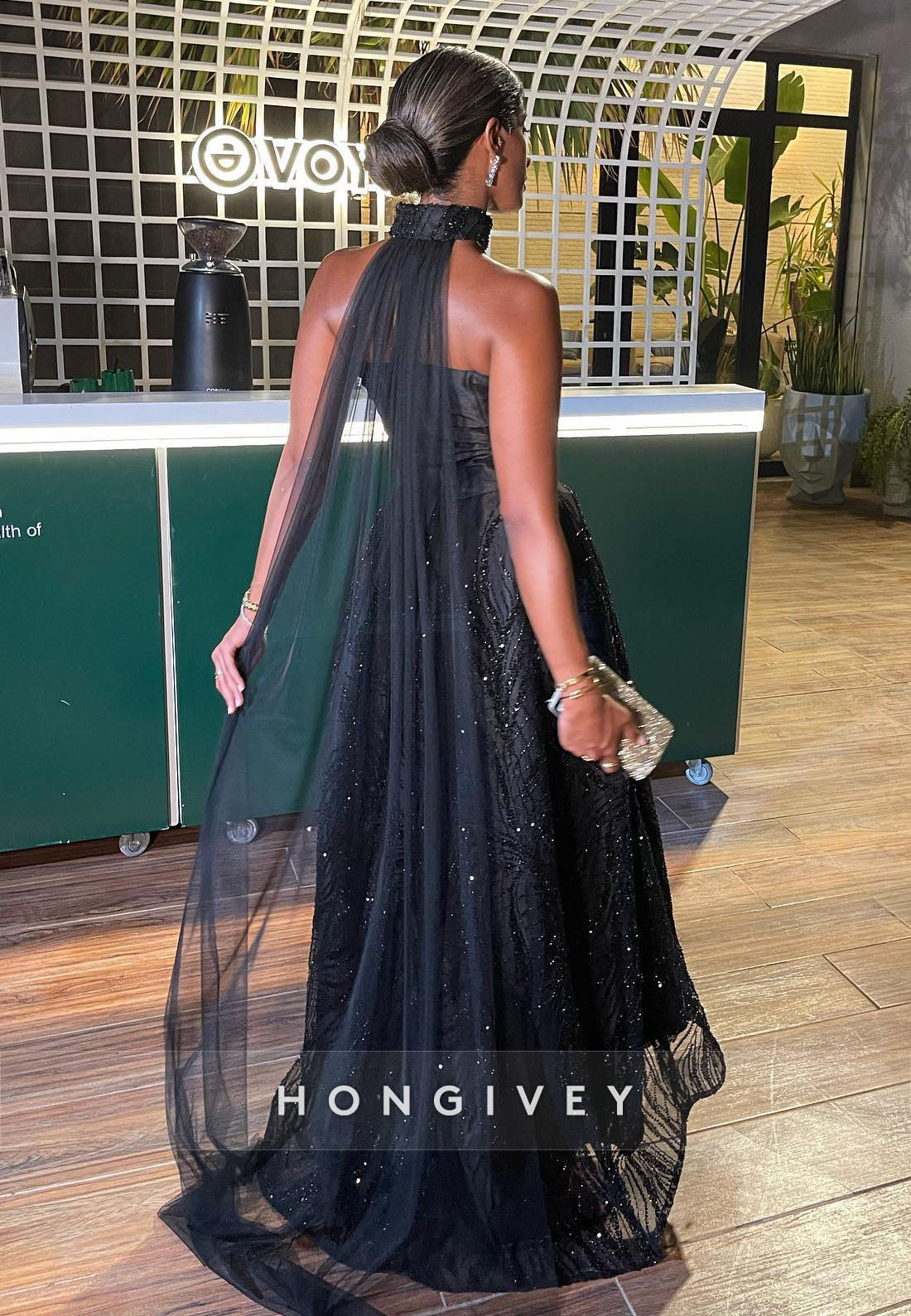 A-line Ankle-Length Off the Shoulder Formal Dresses Pleated Metallic Yarn Evening Gown