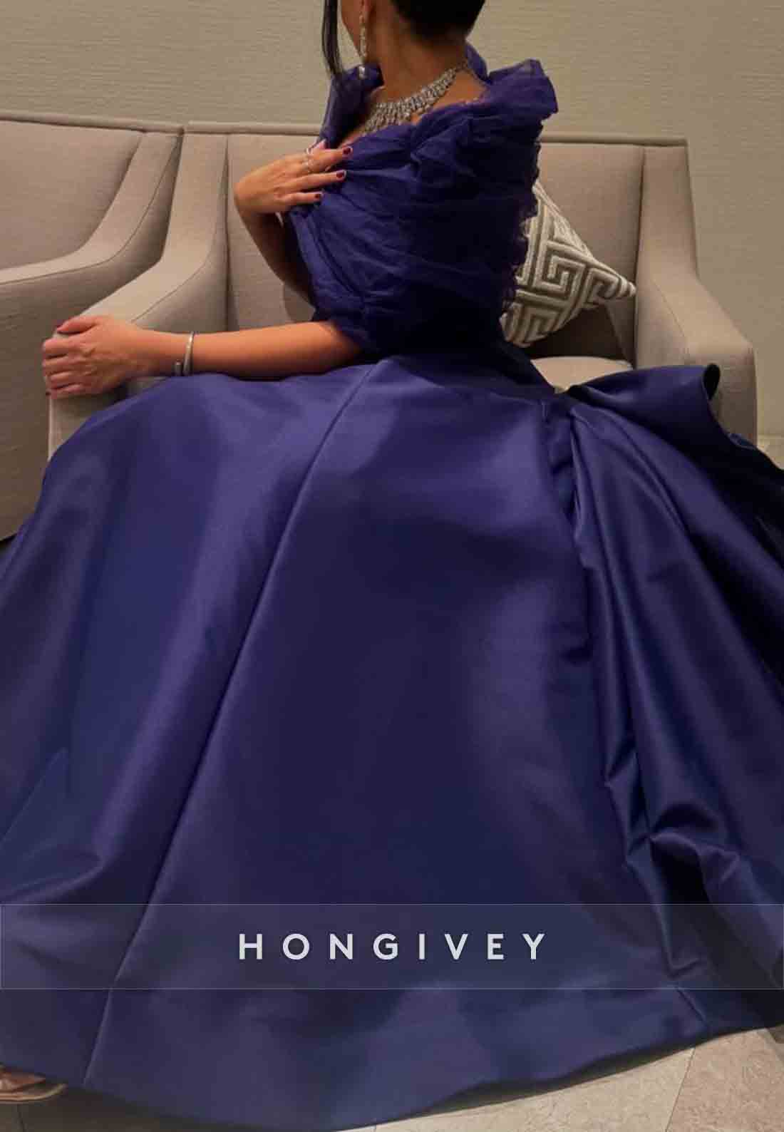 Shawl Floor-Length Empire Pleated Elegant Evening Gown