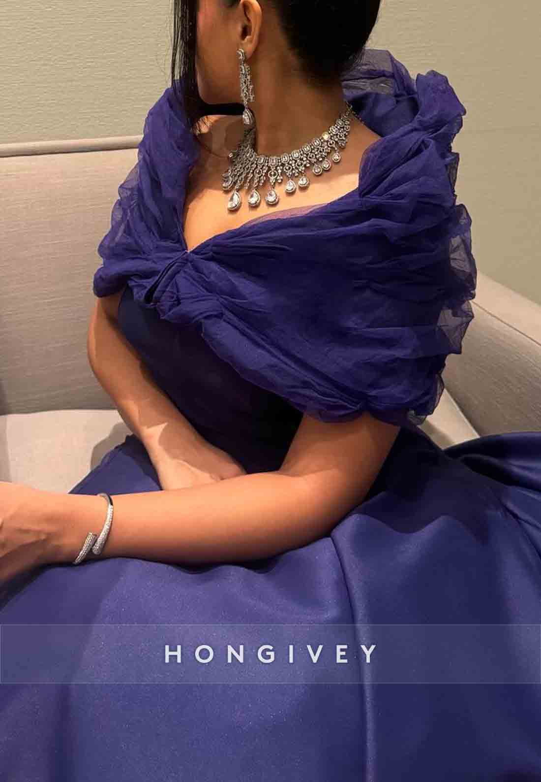 Shawl Floor-Length Empire Pleated Elegant Evening Gown