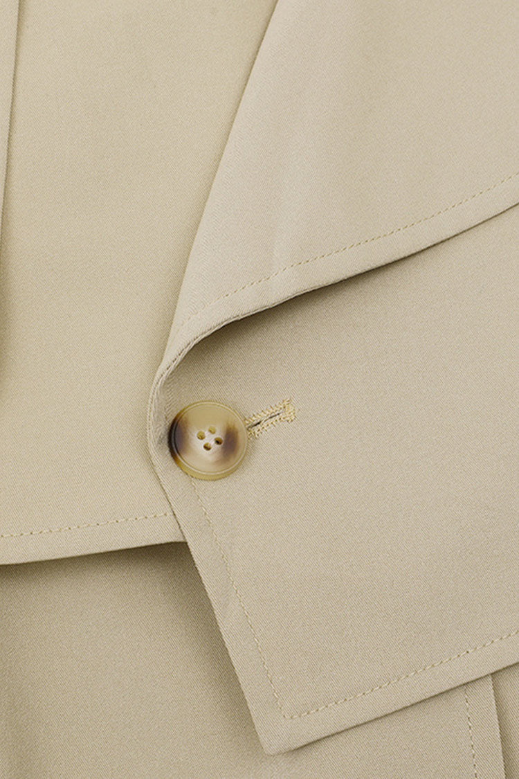 Asymmetric Collar Belted Trench Coat with Cinched Waist