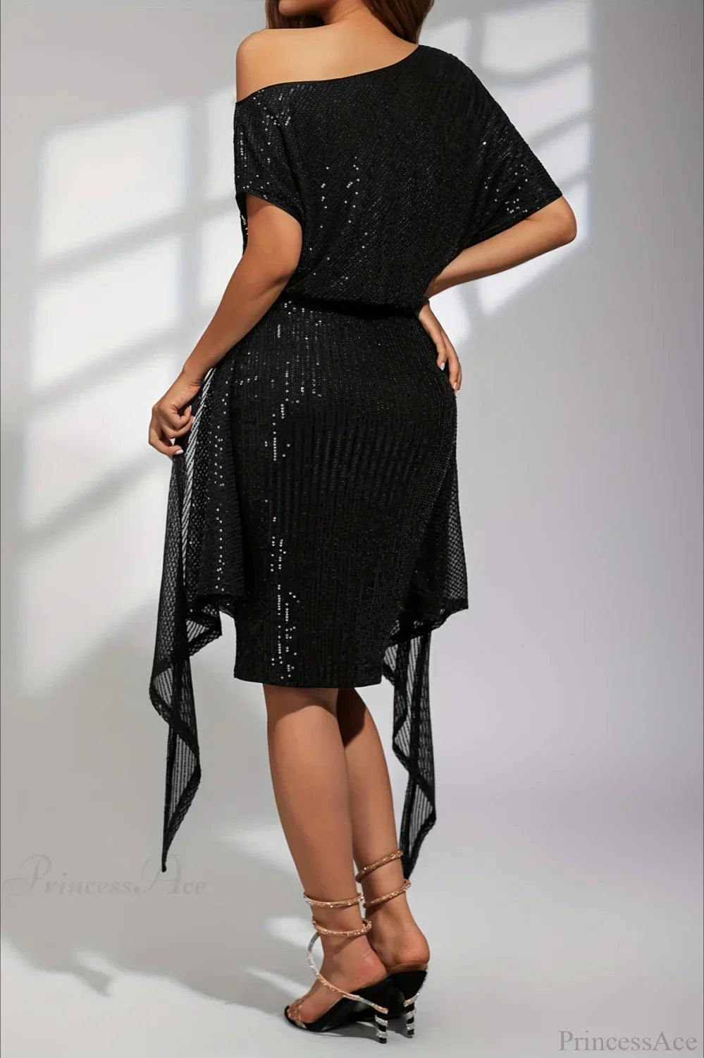 Sequin Off Shoulder Short Sleeve Twist Mini Dress 5