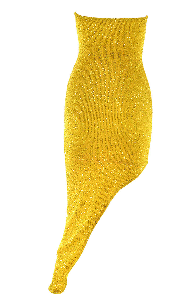 Sequin Strapless Sweetheart Bustier Cutout Midi Dress 3