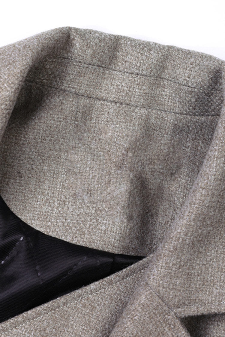 Asymmetrical Buttoned Quilted Wool Blend Blazer for Elegance