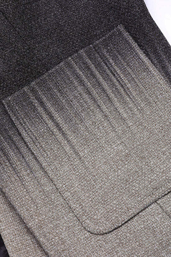 Asymmetrical Buttoned Quilted Wool Blend Blazer for Elegance