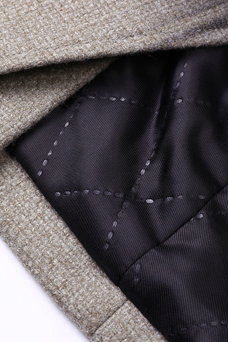 Asymmetrical Buttoned Quilted Wool Blend Blazer for Elegance