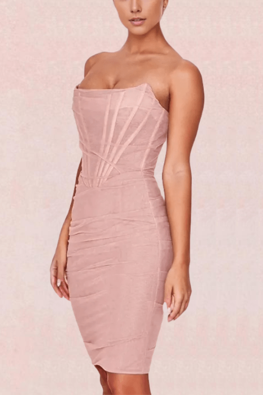 Athena Bodycon Wrap Dress - Dusty Pink - Fashionpara