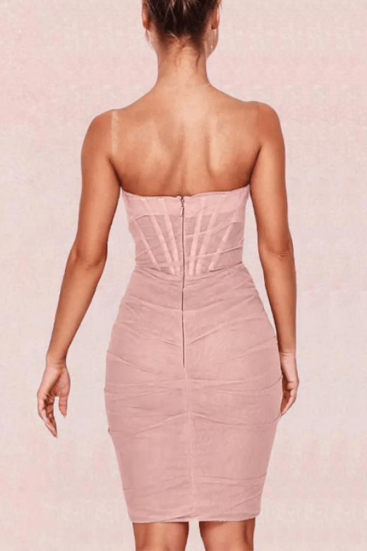 Athena Bodycon Wrap Dress - Dusty Pink - Fashionpara