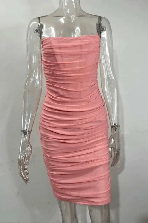 Athena Bodycon Wrap Dress - Dusty Pink - Fashionpara