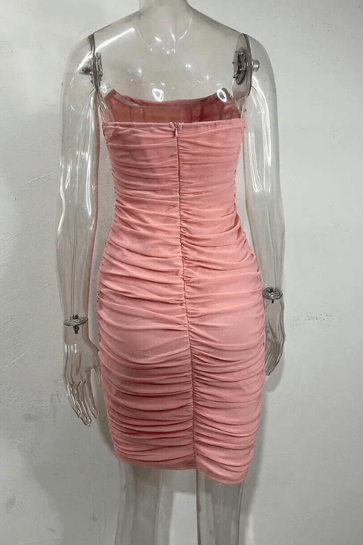 Athena Bodycon Wrap Dress - Dusty Pink - Fashionpara