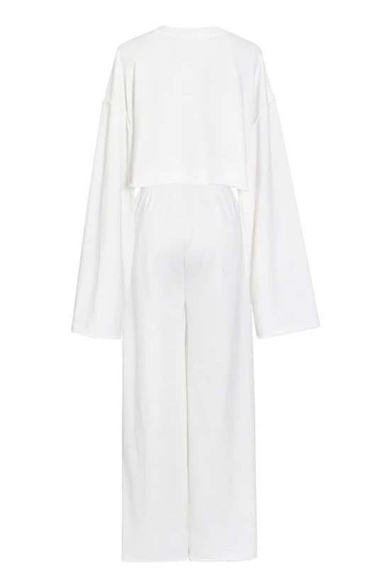 Athflow Frayed Inside Out Crop Sweatshirt Bra Top Three Piece Sweatsuits - Fashionpara