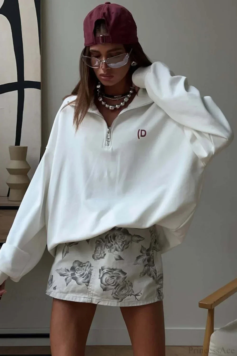 Athletic Color Block Letter Print Casual Sweatshirt