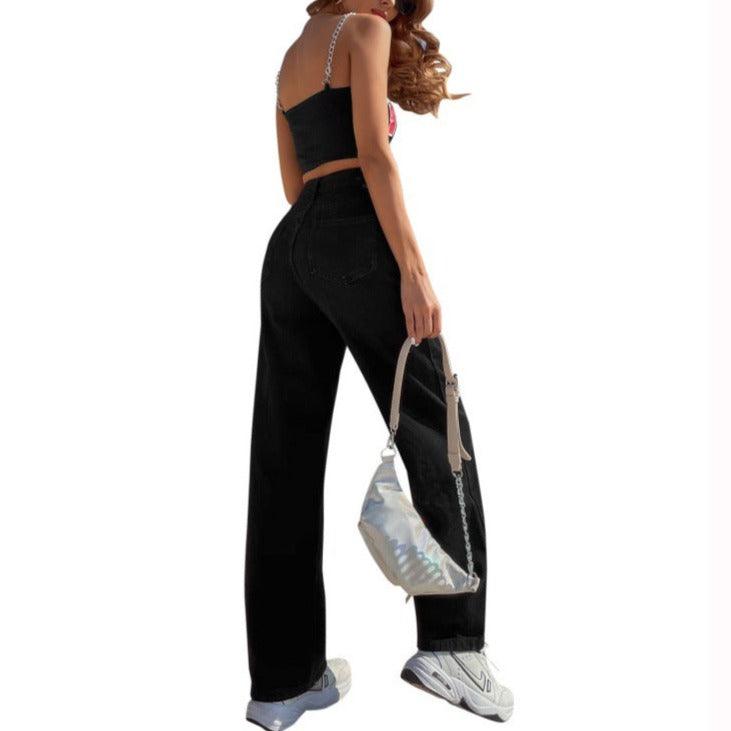 KittenAlarm - Audrina Solid High Waist Wide Jeans
