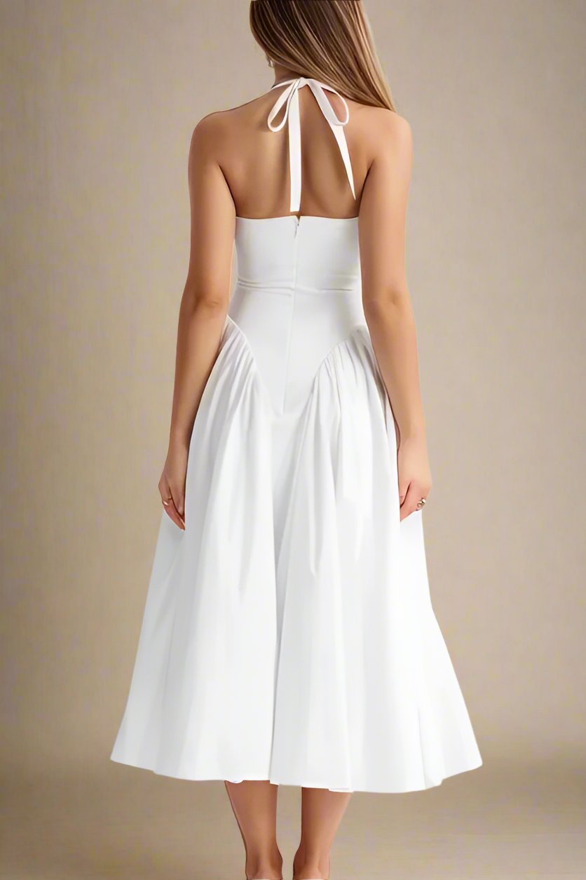 Austen Bodycon Midi Dress - Pearl White - Fashionpara