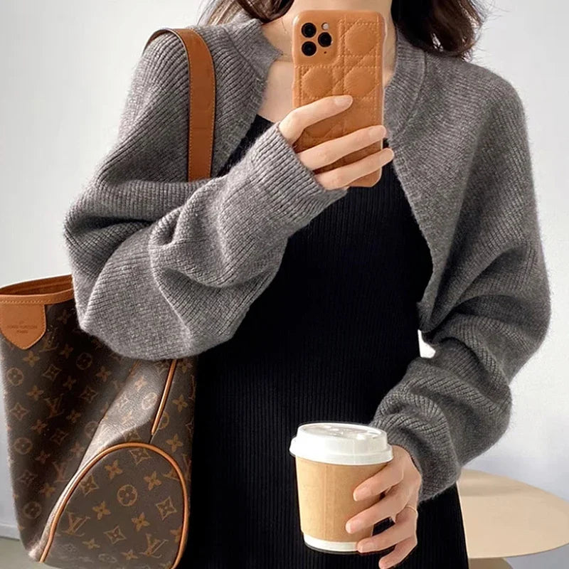 Slim Cozy Casual Long Sleeve Grey Korean Knitted Cardigan Sweater 3