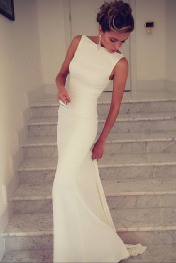 Sexy Open Back Sleeveless Mermaid Prom Evening Dress