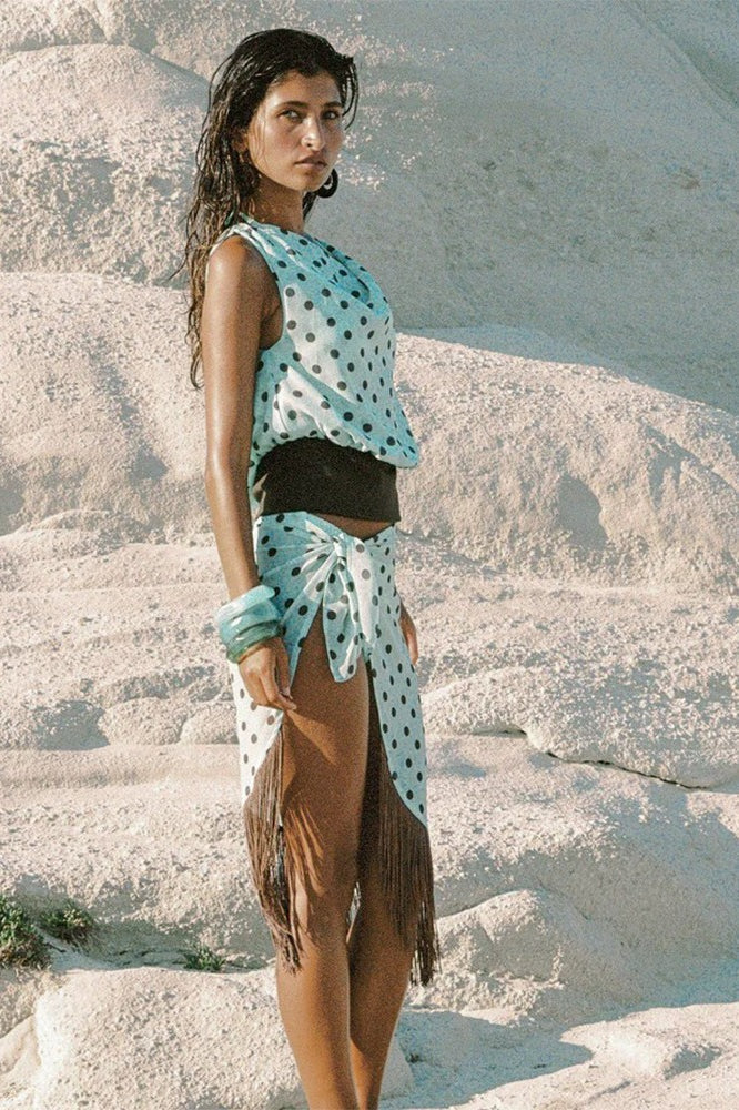 Polka Dot One Shoulder Two Pieces Set - Fashionpara