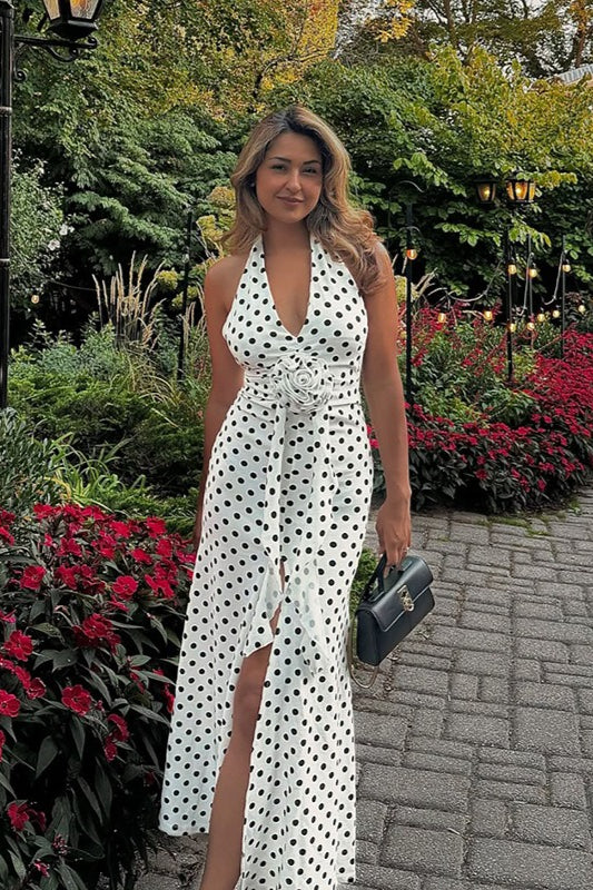 Polka Dot Sleeveless Bodycon Mermaid Maxi Dress