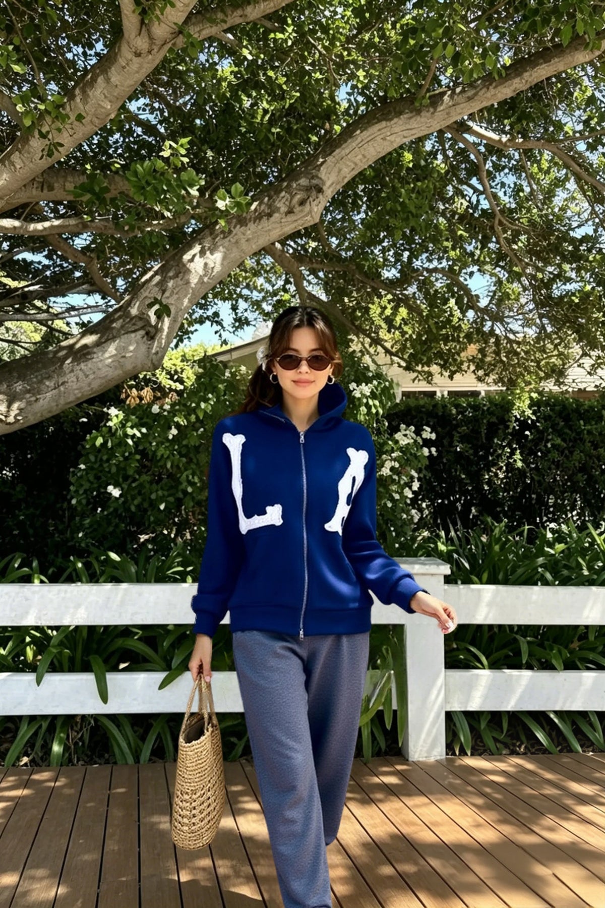 Embroidered Floral Print Zip Hoodie 6