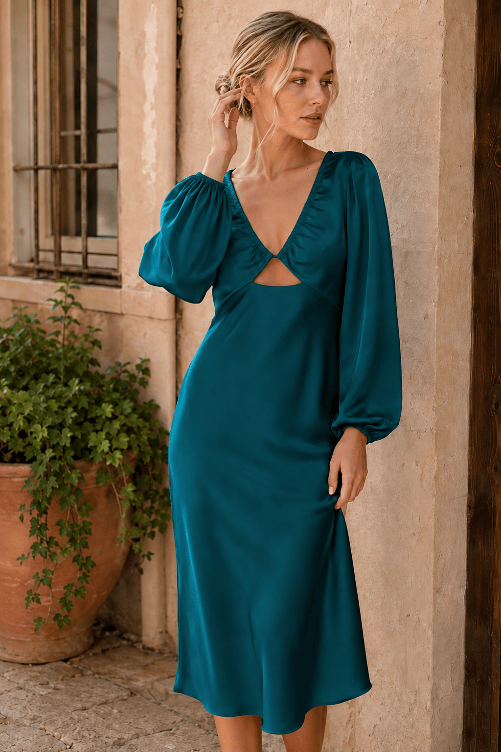 Wren Long Sleeve Twist Maxi Dress
