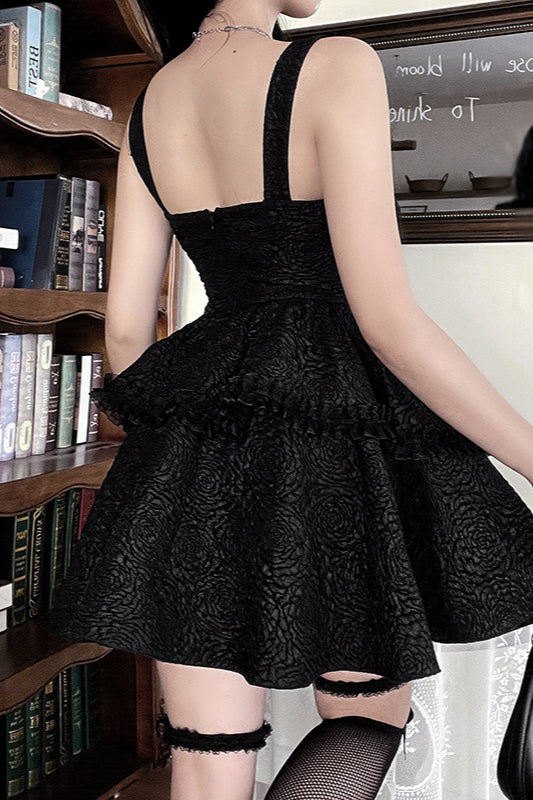 Black Strap Mini Gothic Dress