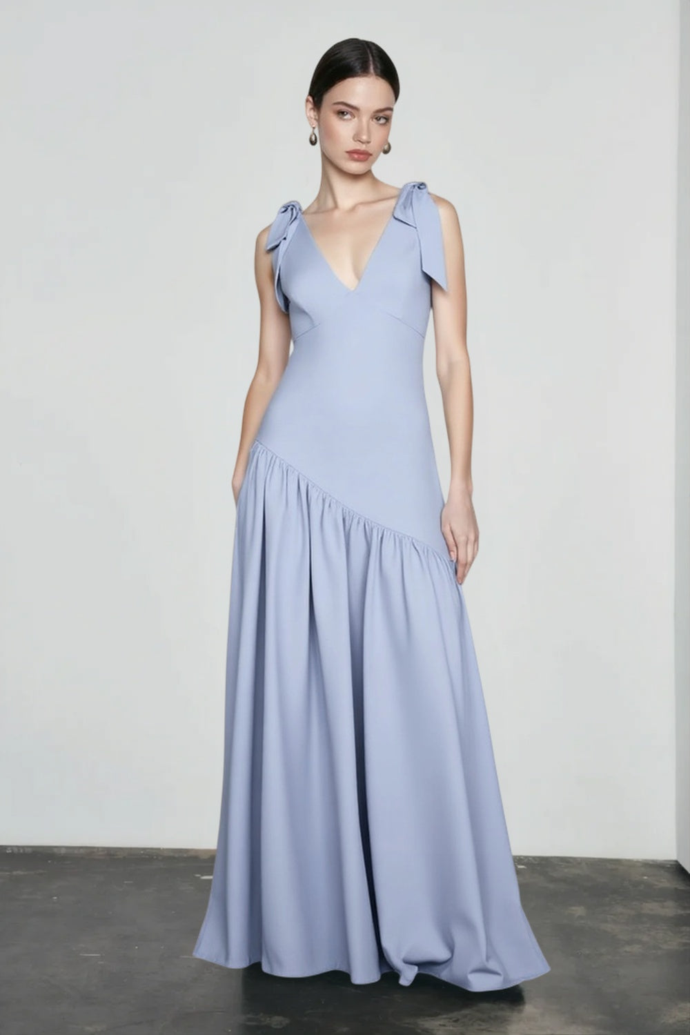 Bow Strap Fitted Flared Sleeveless Party Dress