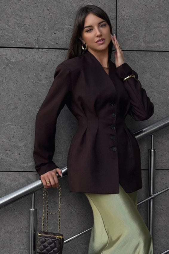 Single-Button Draped Blazer
