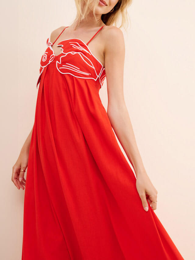Exquisite Unique Fish-Shaped Top Suspender Midi Dress 4