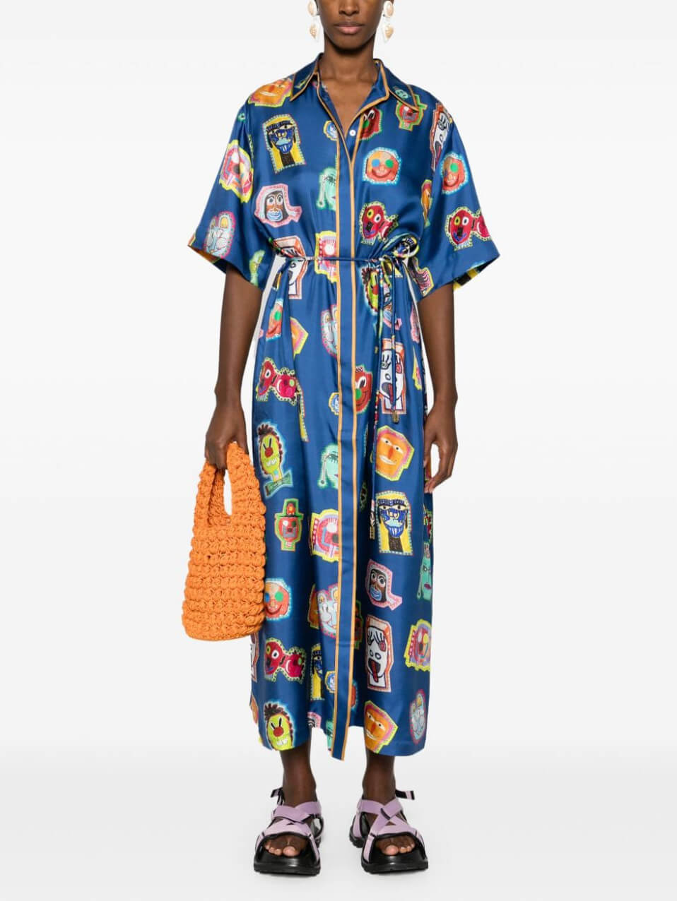 Unique Graffiti Fun Print Midi Dress - Fashionpara