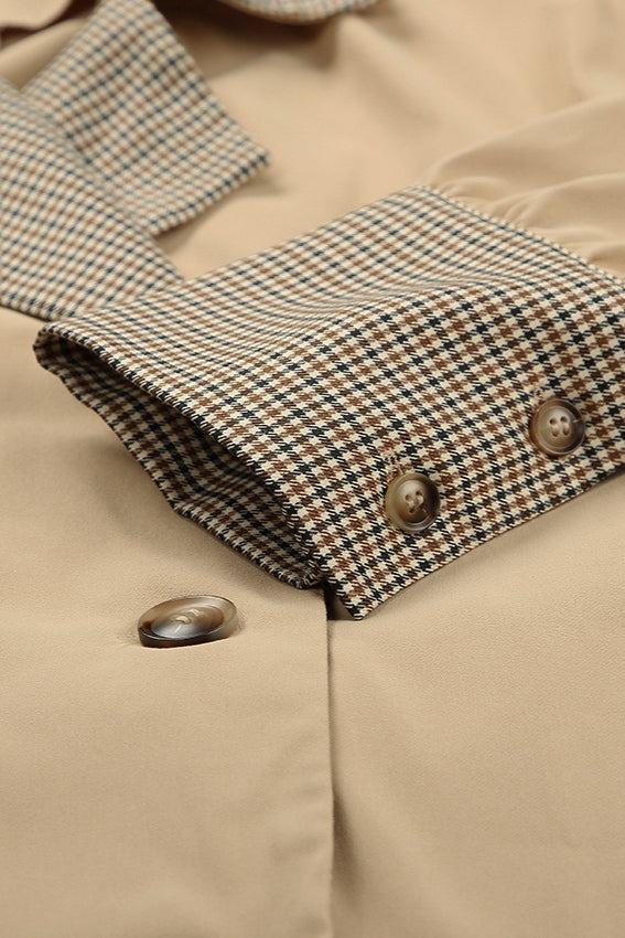 Vintage Double-Breasted Trench Coat with Paneled Design