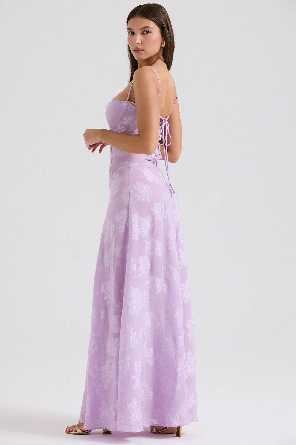 Floral Print Sweetheart Spaghetti Strap Slip Maxi Dress