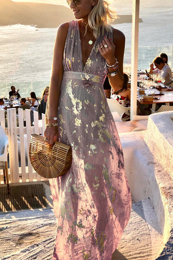 Chiffon Off Shoulder Ruffled High Split Maxi Dress - View 12