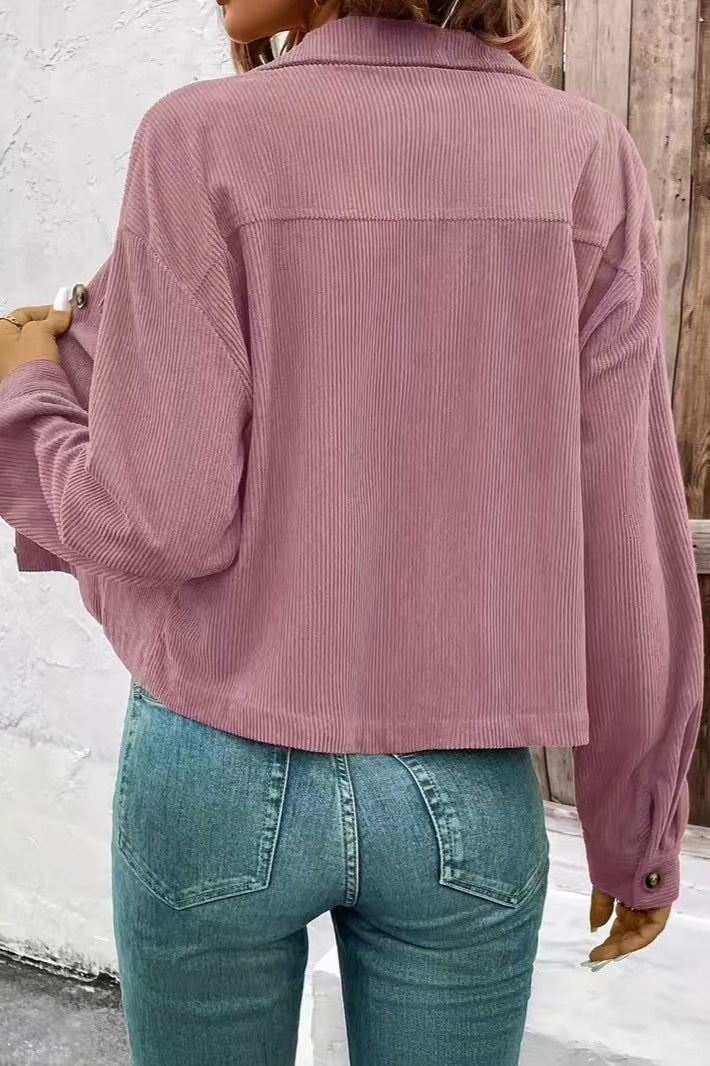 Corduroy Button-Front Shirt Jacket 4