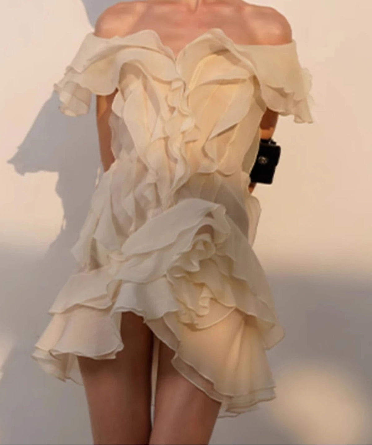 Ruffle Backless Mesh Prom Mini Dress - View 3