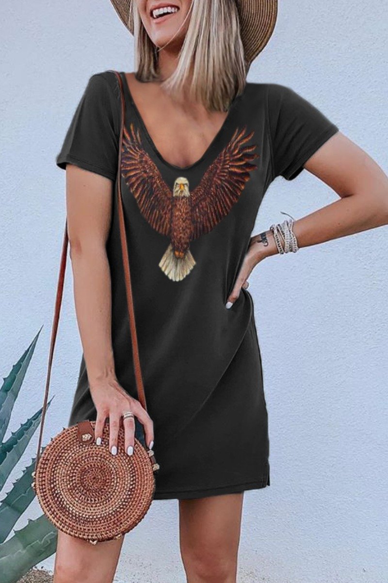 Casual Basic Print Black Mini Dress(3 Colors) - Fashionpara