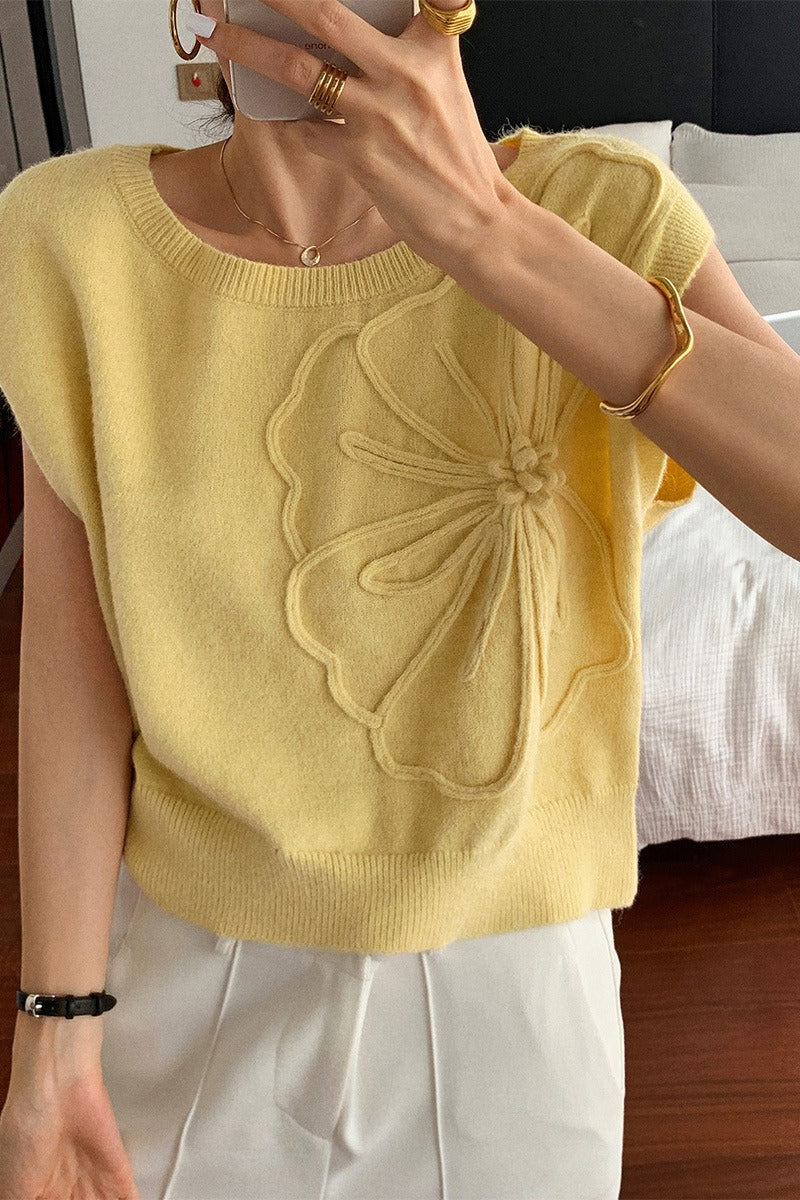 Casual Short Sleeve Knit Sweater