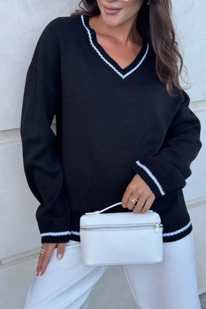 Casual Knit V Neck Sweater