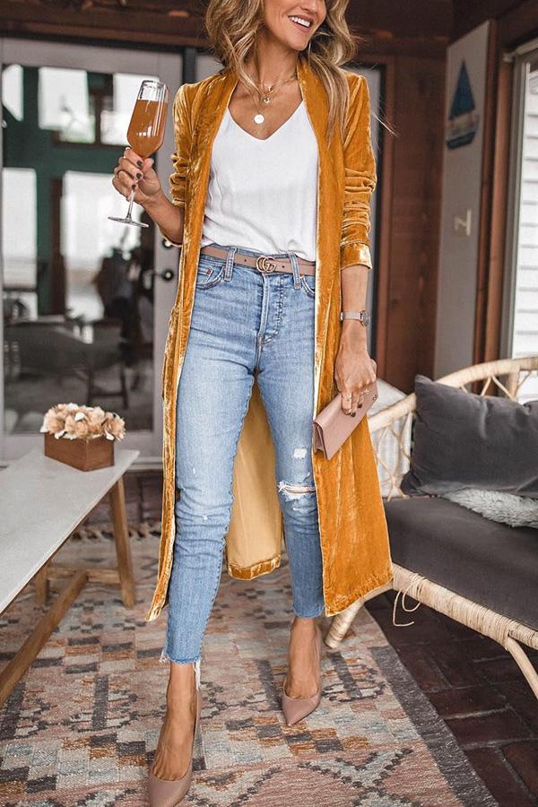 Cheering My Way Velvet Kimono Coat  Fashionpara