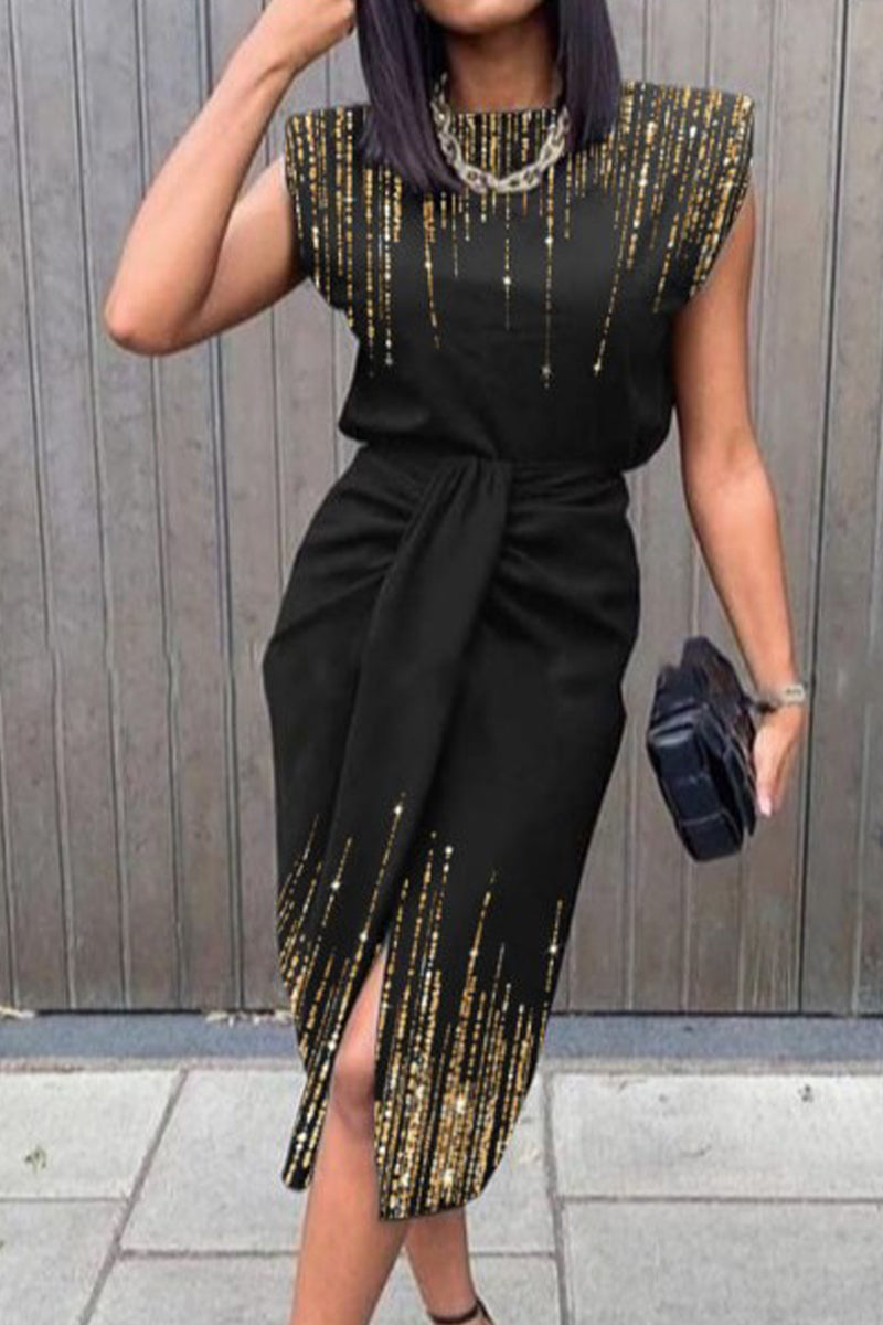 Elegant Print Printing O Neck A Line Dresses Fashionpara