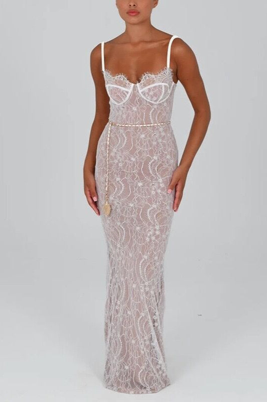 Elegant Lace Slip Party Dress